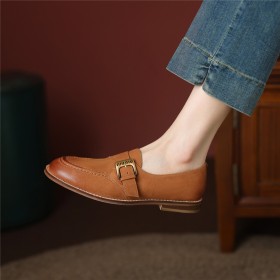 Slip On Comfort Business Casual Stylish Flat Shoes With Metal Jewelry Loafers Going Out Footwear