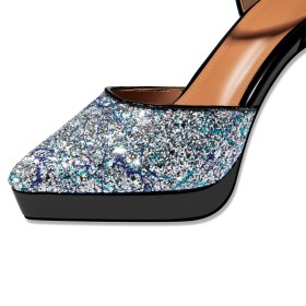 Lacci Caviglia Scarpe Da Sera Sandali Glitter Eleganti Tacchi Alto 10 cm Moda