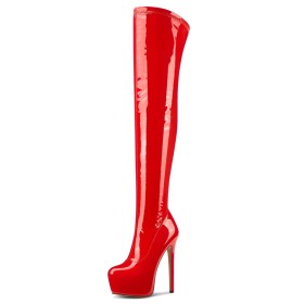 Red Over The Knee Thigh High Boots Online Sale, Boots Store