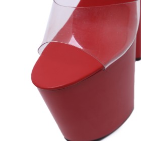 Going Out Footwear Sexy Red PU 8 inch Extreme High Heel Platform Open Toe Sandals Stilettos