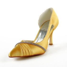 Yellow Wedding Shoes For Bridal Slip On Stiletto Pumps 3 inch High Heel