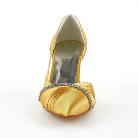 Chaussures Pour Femmes Bout Pointu Escarpins Satin D Été À Talon Strass Belle D orsay Ceremonie