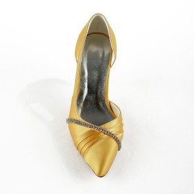Chaussures Pour Femmes Bout Pointu Escarpins Satin D Été À Talon Strass Belle D orsay Ceremonie