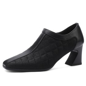 Elegant Shoes Dressy Shoes Fur 6 cm Mid Heel Classic Comfortable Pumps Block Heel Chunky Heel Leather