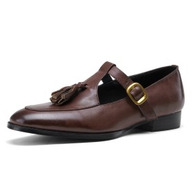 3 cm Niedriger Absatz Retro Mit Fransen Bequeme Flach Schuhe T-Riemen