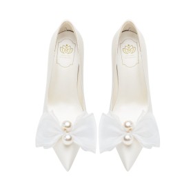 ホワイト ピンヒール 靴 パンプス 結婚式 スリップオン ハイヒール フォーマル パーティー 362110714F