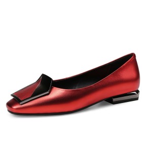 Patent Leather Neon Color 2022 Womens Shoes Flat Shoes Red Square Toe Beautiful Loafers Business Casual Comfort