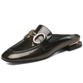 Mules Classic Comfort Metallic Loafers Leather Black
