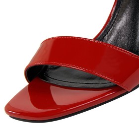 Sommer Lack Mit 10 cm Hohe Absatz Sexy Sandaletten Mit Riemchen Peeptoe Stiletto Rote