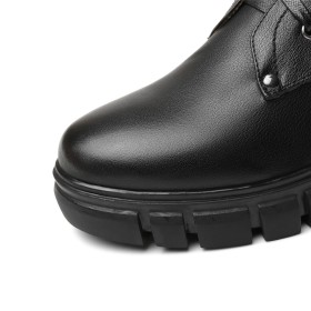 Combat Boots Gevoerde Comfortabele Enkellaarzen Dames Veter Laarsjes Leer Plateau