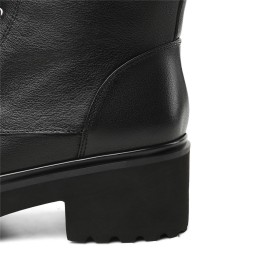 Classic Comfort Patent Black Block Heels Combat Chunky Hee Platform Lace Up Low Heel Zipper Booties