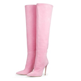 Suede Pink Casual Tall Boot Knee High Boots 4 inch High Heel Stilettos 2022 Velvet