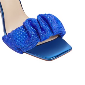 Peeptoe Steentjes Sandaal Sparkle 10 cm Hoge Hak Met Enkelbandje Designer Glitter Mooie