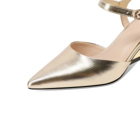 Mode Leer Elegante Sleehakken Zomer Middelhoge Heels Lak Sandaaltjes Metallic Sparkle Going Out