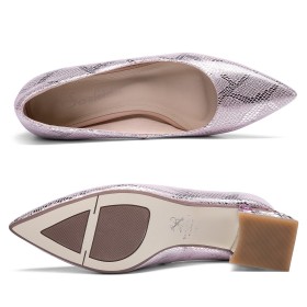 Schuhe Leder Mit 6 cm Mittlerer Absatz Stöckelschuhe Pink Metallic Kristall