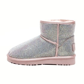 Sparkle Bont Gesloten Neus Roze Comfort Gevoerde Mode Laarsjes Imitatiebont Flats Winter Chique Glitter