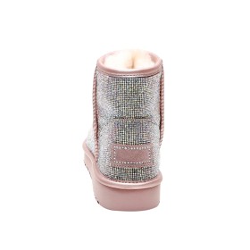 Sparkle Bont Gesloten Neus Roze Comfort Gevoerde Mode Laarsjes Imitatiebont Flats Winter Chique Glitter
