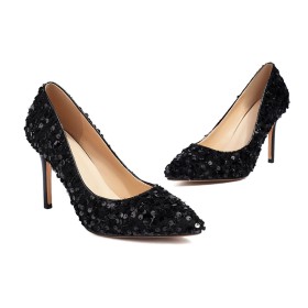 Business Casual Sparkly Pumps 8 cm High Heel Stylish Sequin Stilettos