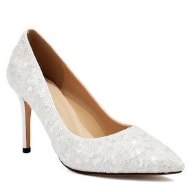 Dames Schoenen Naaldhakken Glitter Sparkle Mode Witte Pumps Instapper High Heel Business Casual
