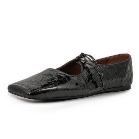 Lacets Noire Classique Originale Bout Carré Plate Chaussure