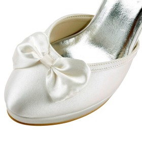 Festliche Schuhe Abendschuhe Mit 10 cm High Heel Mit Perle Weiß Mit Schleife Elegante Stiletto Sandaletten Rund Hochzeitsschuhe
