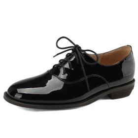 Classic Shoes Round Toe Lace Up Flat Shoes Comfort Leather Business Casual Oxford Shoes Dress Shoes Black