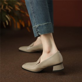 Chunky Block Heel Shoes Business Casual Shoes Loafers Low Heeled