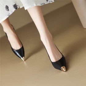 Pointed Toe Elegant Womens Footwear Classic Stiletto Heels 8 cm High Heel Leather Pumps