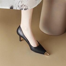 Pointed Toe Elegant Womens Footwear Classic Stiletto Heels 8 cm High Heel Leather Pumps