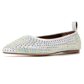 Evening Shoes Flats Dressy Shoes Loafers Stylish Silver Faux Leather Sparkly Elegant