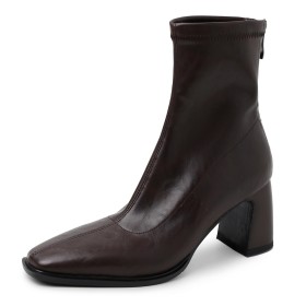 7 cm Mellanhög Klack Ankelboots Dam Business Casual Elastisk Fyrkantig Tå Blockklackar