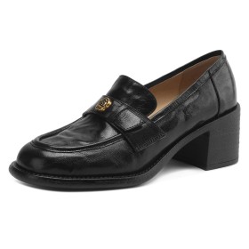 Classiche Business Casual Vintage Tacco Largo Mocassino 6 cm Tacco Medio Scarpe Donna Primavera