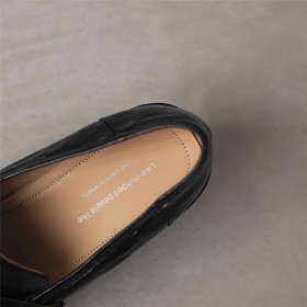 Classic Natural Leather Vintage Chunky Heel Business Casual Block Heels Mid Heels Loafers