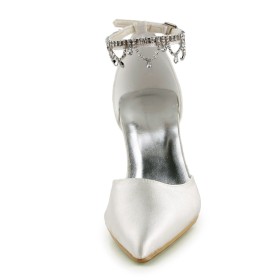 Abendschuhe Sommer Mit 8 cm High Heel Stilettos Elegante Spitz Sandalen Festliche Schuhe Geschlossene Zehe