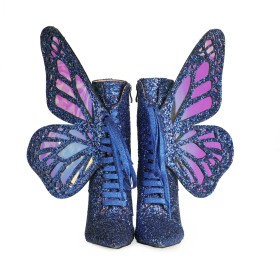 Stiefeletten Farbverlauf Schmetterling Schöne Glitzer Moderne Stiletto Royalblau High Heel