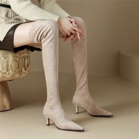 À Talon Élégantes Botte Cuissarde Talon Epais Chaussettes Bottes Haute Femme Moderne Bout Pointu