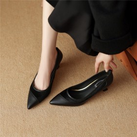 Klassiek Mooie Schoen Comfort 5 cm Lage Hak Pumps Leer Bont Formele