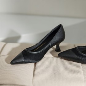 Klassiek Mooie Schoen Comfort 5 cm Lage Hak Pumps Leer Bont Formele