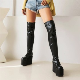 Plateauzool Imitatieleer 2023 Laarsjes Vrijetijds Lak Comfortabele Overknee Boots