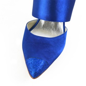 Sandali Con Tacco A Spillo Con Tacco Alto Slingback Scarpe Da Cerimonia Primavera In Raso Blu Elettrico