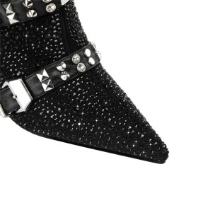 Strass Vrijetijds Imitatieleer Hoge Hakken Studs Enkellaars Dames Sparkle