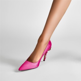 Chaussure Pour Femme Chaussure De Soirée A Talon Satin Ceremonie Élégantes Fleurs Rose Fushia Escarpin Talon Aiguille