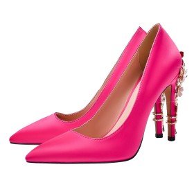 Chaussure Pour Femme Chaussure De Soirée A Talon Satin Ceremonie Élégantes Fleurs Rose Fushia Escarpin Talon Aiguille