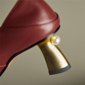 Élégantes Chaussures Bordeaux Talons Epais A Talon 6 cm Escarpins