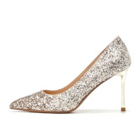 Naaldhakken Galaschoenen 3 cm Lage Hakken Trouwschoenen Kitten Heel Pumps Glitter Schoenen Dames