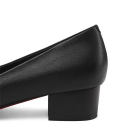 Pumps Schwarz Mit Roter Sohle Leder Blockabsatz 3 cm Niedriger Absatz Klassisch Schuhe