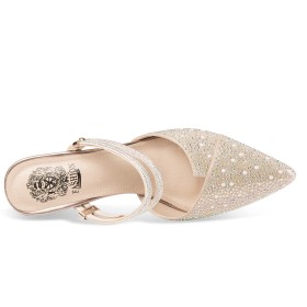 Paillettes Bout Pointu Bride Cheville Mule Brillante Luxe Avec Strass Ete Talon 6 cm Perlé Chaussure De Soirée Chaussure Mariée Sandale Femmes