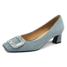 Pumps Schoen Suede Strass Business Casual Met 5 cm Lage Hakken