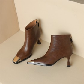 Mid Heels Leather Ankle Boots Patent Classic 2023