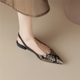 Moderne Schlangenmuster Comfort Business Casual Flache Schuhe Damen Ausgehen Slingpumps